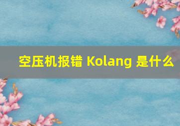 空压机报错 Kolang 是什么